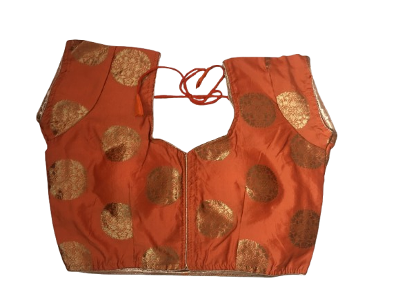 Raw Silk Orange Designer Blouse 68